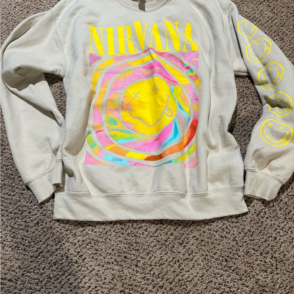 NIRVANA Women's Sweater - Cream with Vibrant Graphic